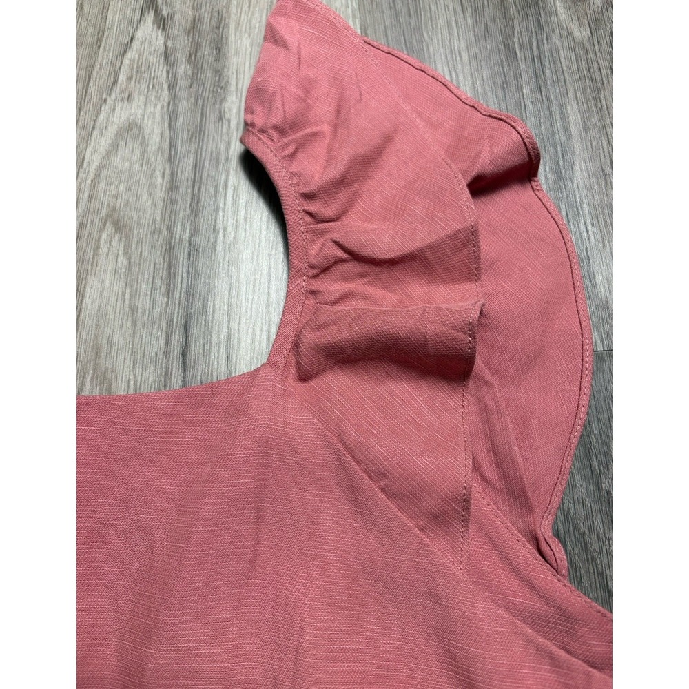 Hatch Dusty Rose Ruffle-Shoulder Midi Dress - Picture 9 of 11